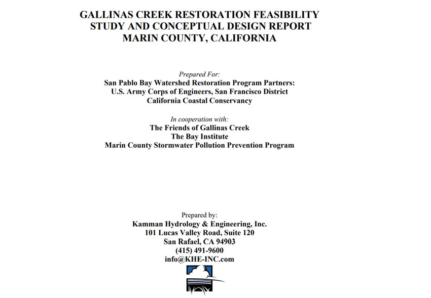 Gallinas Watershed Creek Restoration - Kamman Hydrology - Logo and texts. 